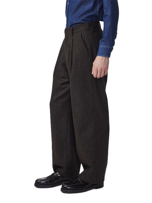 Kay Relaxed Fit Wool Blend Pantaloni NN.07 | 25600000481630780 BROWN STRIPE